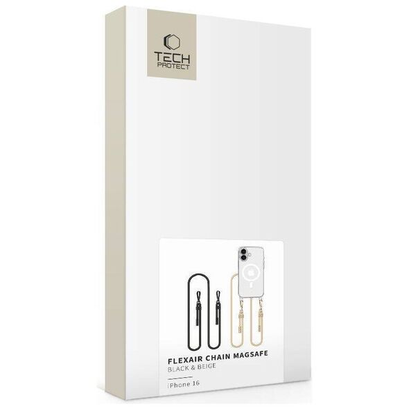 Case IPHONE 16 Tech-Protect Flexair Chain MagSafe Black & Taupe transparent 5906302311705