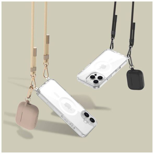 Case IPHONE 16 PRO MAX Tech-Protect Flexair Chain MagSafe Black & Taupe transparent 5906302311736