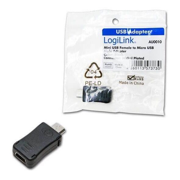 Adapter USB LogiLink microUSB - miniUSB Czarny  (AU0010)