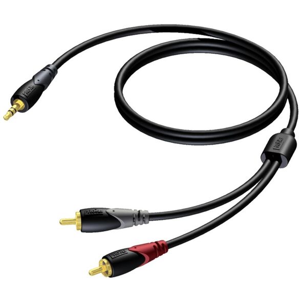Kabel Procab Jack 3.5mm - RCA (Cinch) x2 3m czarny (CLA711/3)