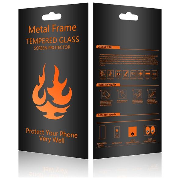 Tempered glass metal frame for iPhone 16 Plus 6,7&quot; black frame 5900495756558