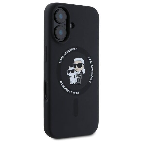Karl Lagerfeld case for iPhone 16 6,1&quot; KLHMP16SSCMKCRHK black hardcase Silicone KC Heads Ring MagSafe 3666339318642