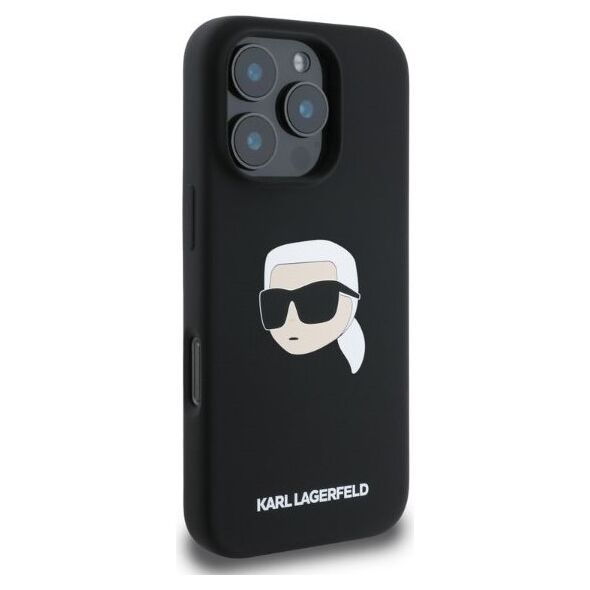 Karl Lagerfeld case for iPhone 16 Pro 6,3&quot; KLHMP16LSKHPPLK black hardcase Silicone KL Head Print MagSafe 3666339319663