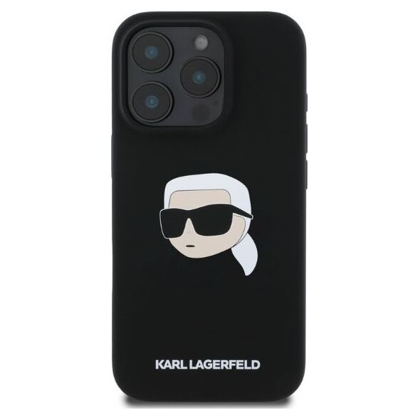 Karl Lagerfeld case for iPhone 16 Pro Max 6,9&quot; KLHMP16XSKHPPLK black hardcase Silicone KL Head Print MagSafe 3666339319670