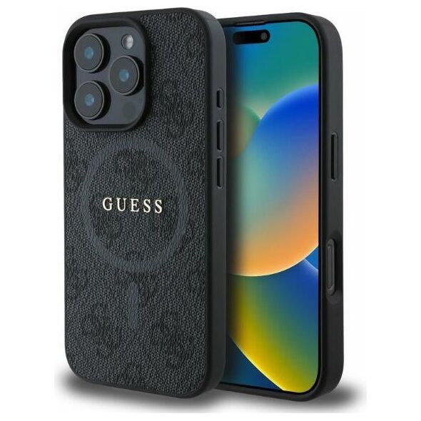 Guess case for iPhone 16 Pro Max 6,9&quot; GUHMP16XG4GFRK black hardcase 4G Ring Classic Logo MagSafe 3666339327231