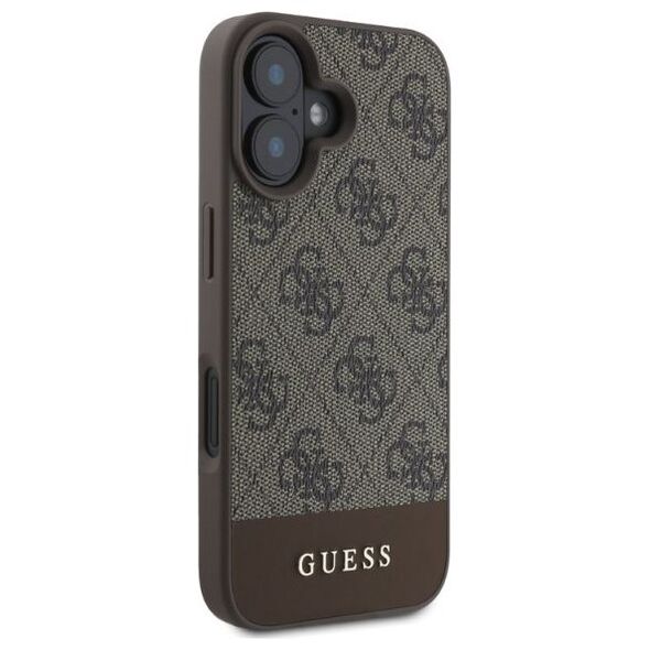 Guess case for iPhone 16 6,1&quot; GUHCP16SG4GLBR brown hardcase 4G Bottom Stripe 3666339344924