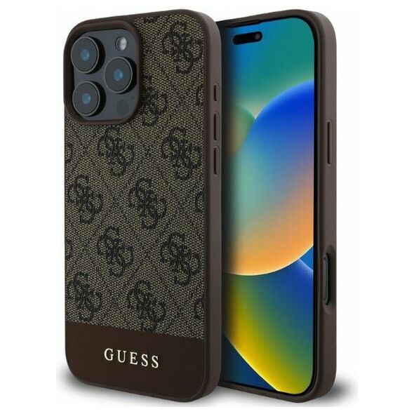 Guess case for iPhone 16 Pro Max 6,9&quot; GUHCP16XG4GLBR brown hardcase 4G Bottom Stripe 3666339344955