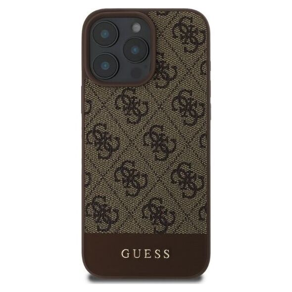 Guess case for iPhone 16 Pro Max 6,9&quot; GUHCP16XG4GLBR brown hardcase 4G Bottom Stripe 3666339344955