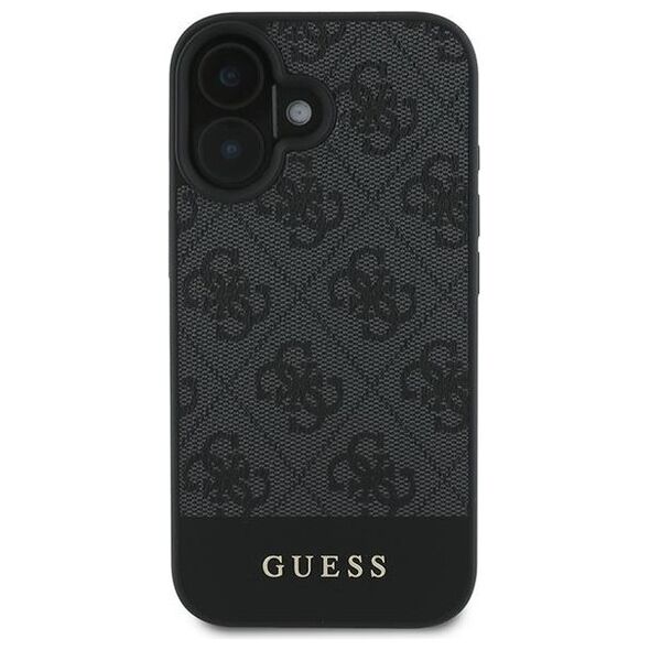 Guess case for iPhone 16 6,1&quot; GUHCP16SG4GLGR grey hardcase 4G Bottom Stripe 3666339344962
