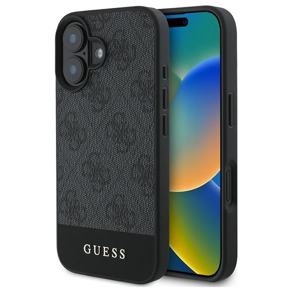Guess case for iPhone 16 Plus 6,7&quot; GUHCP16MG4GLGR grey hardcase 4G Bottom Stripe 3666339344979