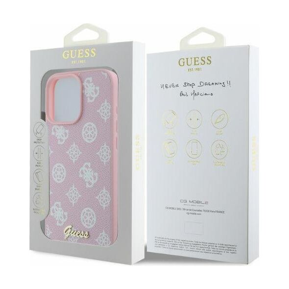 Guess case for iPhone 16 Pro Max 6,9&quot; GUHMP16XPGPYSP pink hardcase Peony Script MagSafe 3666339345556