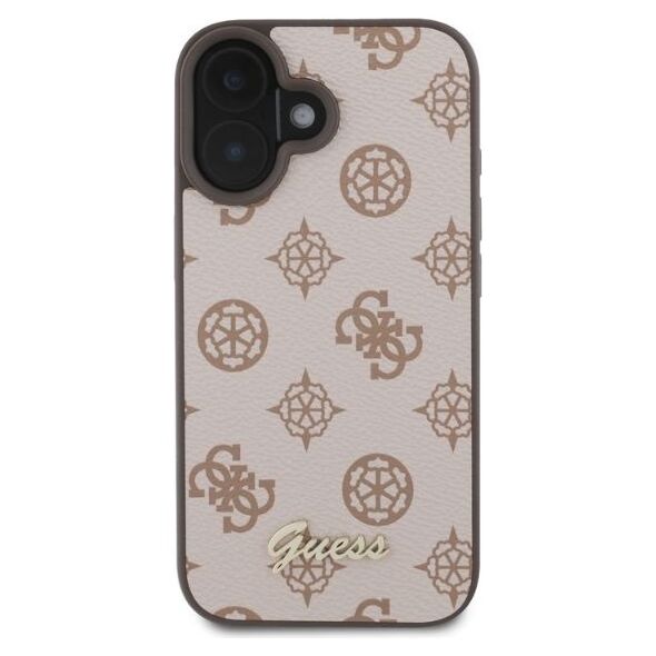 Guess case for iPhone 16 6,1&quot; GUHMP16SPGPYSW brown hardcase Peony Script MagSafe 3666339342364
