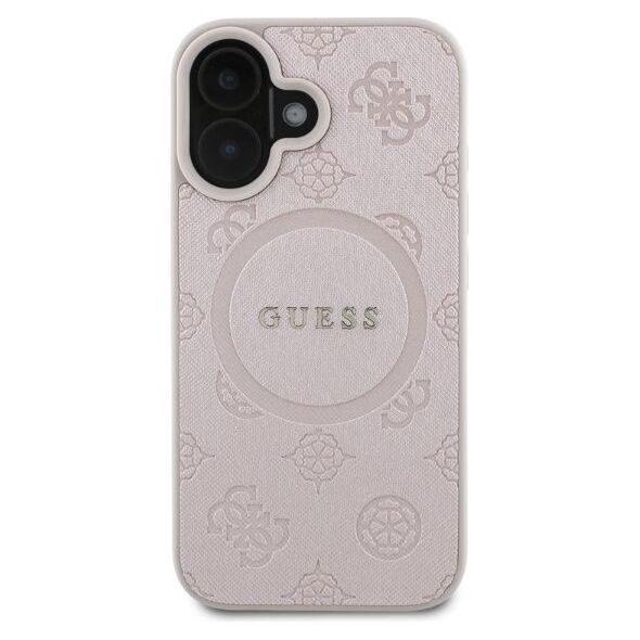 Guess case for iPhone 16 6,1&quot; GUHMP16SPSAPSMEP pink hardcase Saffiano Peony Classic Logo MagSafe 3666339328092