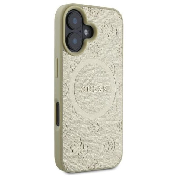 Guess case for iPhone 16 6,1&quot; GUHMP16SPSAPSMED gold hardcase Saffiano Peony Classic Logo MagSafe 3666339327941