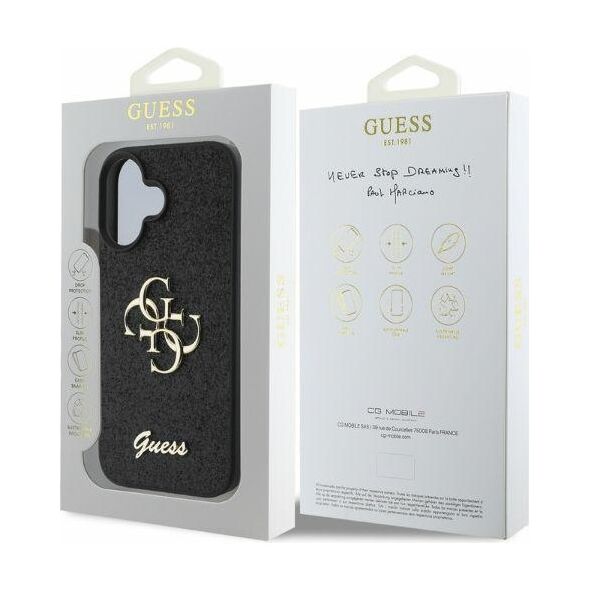 Guess case for iPhone 16 6,1&quot; GUHCP16SHG4SGK black hardcase Fixed Glitter Big 4G 3666339328443