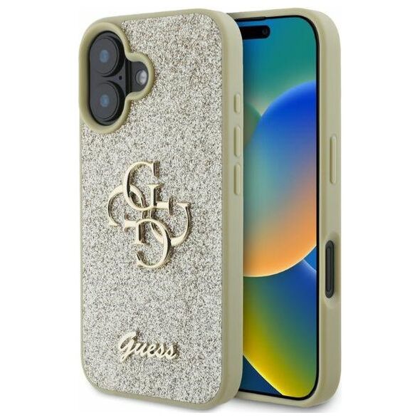 Guess case for iPhone 16 6,1&quot; GUHCP16SHG4SGD gold hardcase Fixed Glitter Big 4G 3666339328566