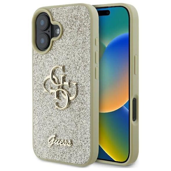 Guess case for iPhone 16 Plus 6,7&quot; GUHCP16MHG4SGD gold hardcase Fixed Glitter Big 4G 3666339328573