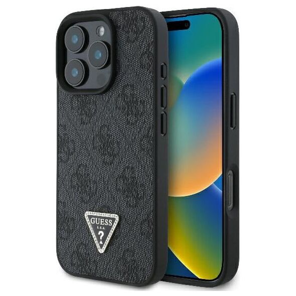 Guess case for iPhone 16 Pro 6,3&quot; GUHCP16LP4TDPK Leather 4G Triangle Strass black MagSafe 3666339327385