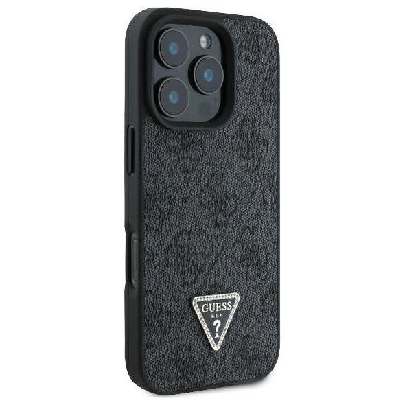 Guess case for iPhone 16 Pro 6,3&quot; GUHCP16LP4TDPK Leather 4G Triangle Strass black MagSafe 3666339327385