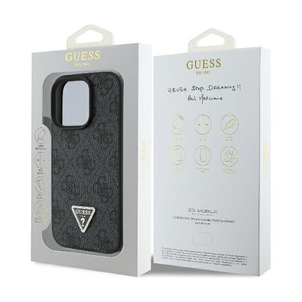 Guess case for iPhone 16 Pro Max 6,9&quot; GUHCP16XP4TDPK Leather 4G Triangle Strass black MagSafe 3666339327392