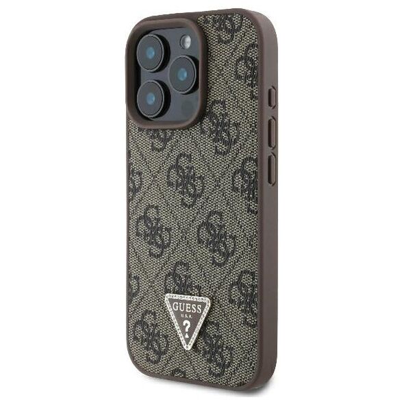 Guess case for iPhone 16 Pro 6,3&quot; GUHCP16LP4TDPW Leather 4G Triangle Strass brown MagSafe 3666339327422