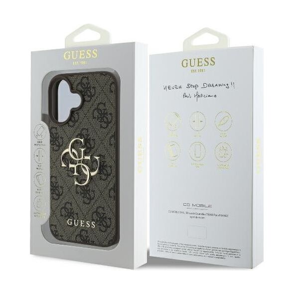 Guess case for iPhone 16 6,1&quot; GUHCP16S4GMGBR 4G Big Logo brown 3666339327569