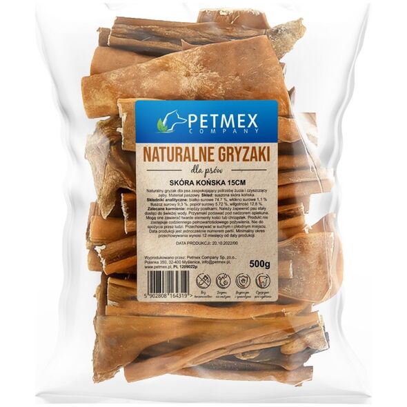 Petmex PETMEX Skóra końska gryzak naturalny 15cm 500g