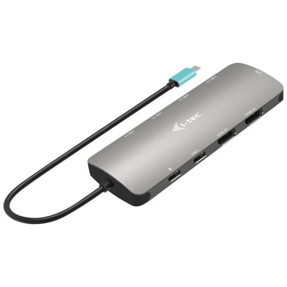 Stacja/replikator I-TEC I-TEC USB-C metalinis nano dokas 2 x HDMI 1 x GLAN 2 x USB 3.2 2 x USB 2.0 1 x USB-C 3.2 Gen.1 duomenys 1 x USB-C 100 W PD + 100 W įkroviklis