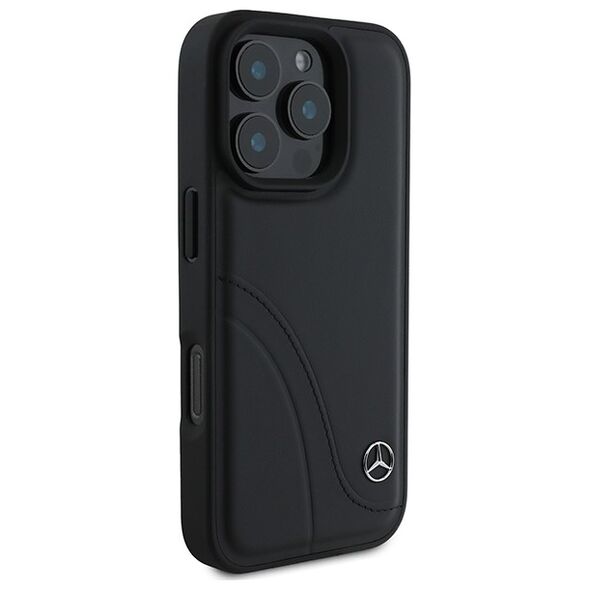 Mercedes case for iPhone 16 Pro 6,3&quot; MEHCP16L23RBCSK Hardcase MB Curved Stitches Leather black 3666339312367