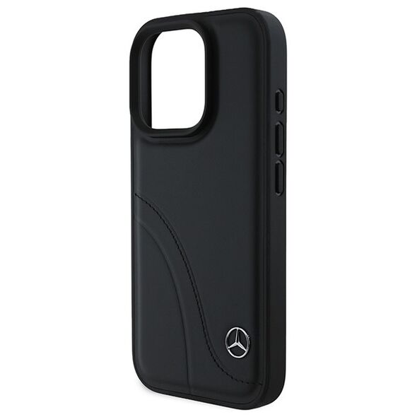 Mercedes case for iPhone 16 Pro 6,3&quot; MEHCP16L23RBCSK Hardcase MB Curved Stitches Leather black 3666339312367