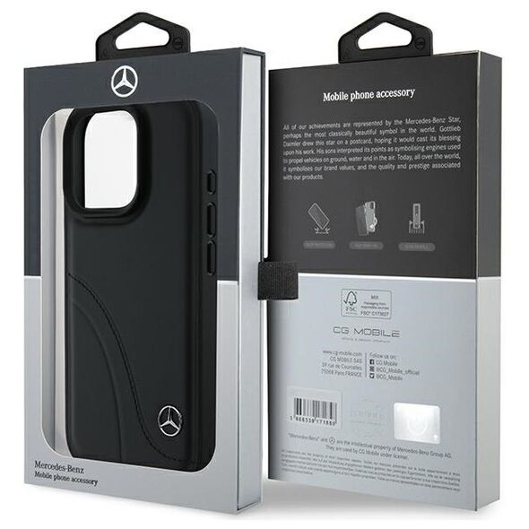 Mercedes case for iPhone 16 Pro 6,3&quot; MEHCP16L23RBCSK Hardcase MB Curved Stitches Leather black 3666339312367