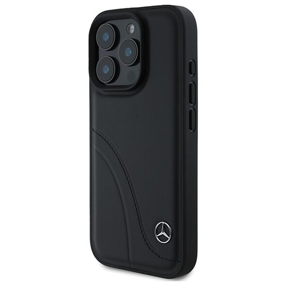 Mercedes case for iPhone 16 Pro Max 6,9&quot; MEHCP16X23RBCSK Hardcase MB Curved Stitches Leather black 3666339312374