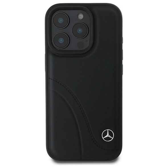 Mercedes case for iPhone 16 Pro Max 6,9&quot; MEHCP16X23RBCSK Hardcase MB Curved Stitches Leather black 3666339312374