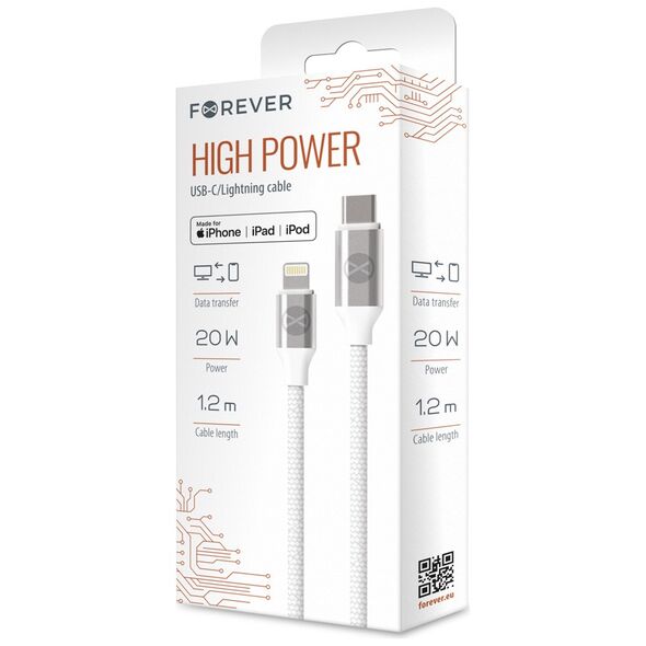 Forever MFI cable USB-C - Lightning 1,2 m 3A 20W WHP12321 white 5900495953810