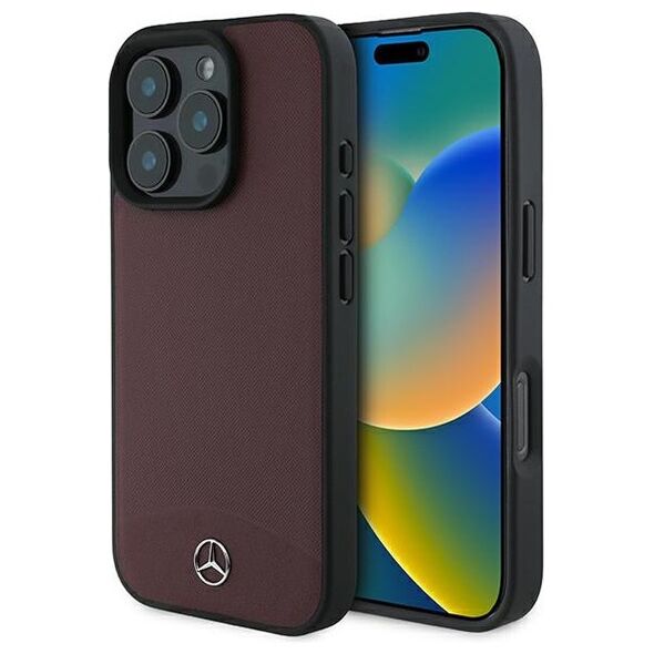 Mercedes case for iPhone 16 Pro 6,3&quot; MEHMP16L23RBARR Hardcase Textured And Plain Leather MagSafe red 3666339312602