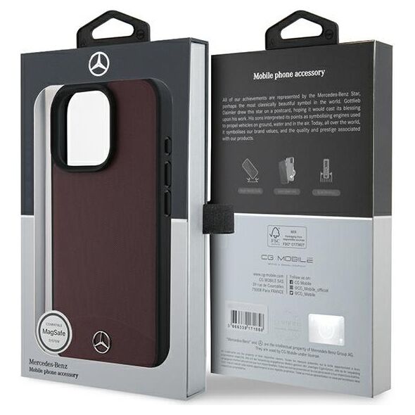 Mercedes case for iPhone 16 Pro 6,3&quot; MEHMP16L23RBARR Hardcase Textured And Plain Leather MagSafe red 3666339312602
