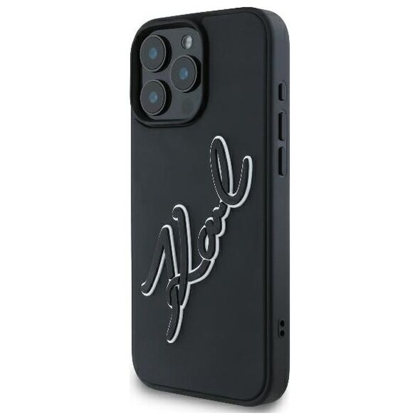 Karl Lagerfeld case for iPhone 16 Pro 6,3&quot; KLHCP16L3DRKSDLK black Hard 3D Rubber Bicolor Signature 3666339294168