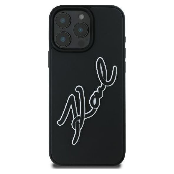 Karl Lagerfeld case for iPhone 16 Pro 6,3&quot; KLHCP16L3DRKSDLK black Hard 3D Rubber Bicolor Signature 3666339294168
