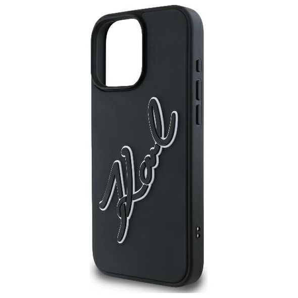 Karl Lagerfeld case for iPhone 16 Pro 6,3&quot; KLHCP16L3DRKSDLK black Hard 3D Rubber Bicolor Signature 3666339294168