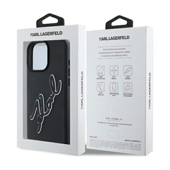 Karl Lagerfeld case for iPhone 16 Pro 6,3&quot; KLHCP16L3DRKSDLK black Hard 3D Rubber Bicolor Signature 3666339294168