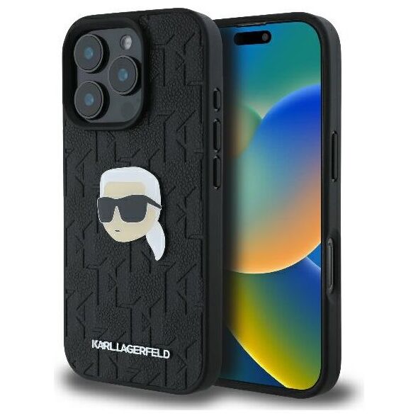Karl Lagerfeld case for iPhone 16 Pro 6,3&quot; KLHCP16LPGKLKIPK black Hard Monogram Karl Head Pin 3666339329563