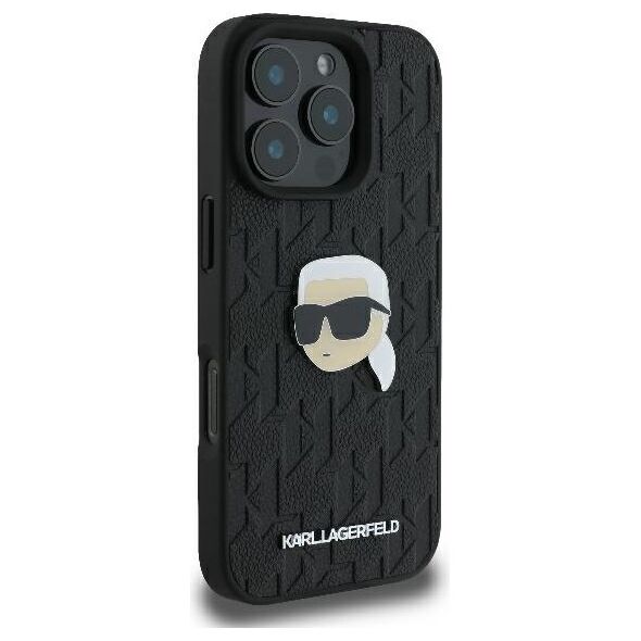 Karl Lagerfeld case for iPhone 16 Pro 6,3&quot; KLHCP16LPGKLKIPK black Hard Monogram Karl Head Pin 3666339329563