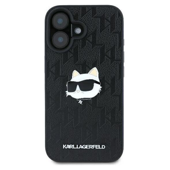 Karl Lagerfeld case for iPhone 16 6,1&quot; KLHCP16SPGKLCHPK black Hard Monogram Choupette Head Pin 3666339329723