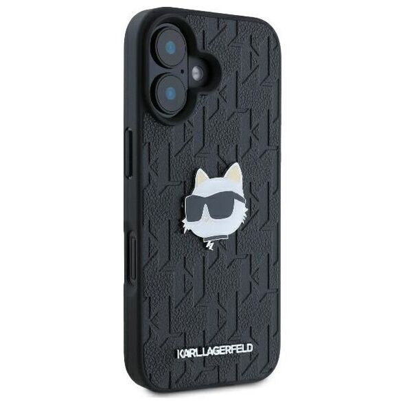 Karl Lagerfeld case for iPhone 16 6,1&quot; KLHCP16SPGKLCHPK black Hard Monogram Choupette Head Pin 3666339329723