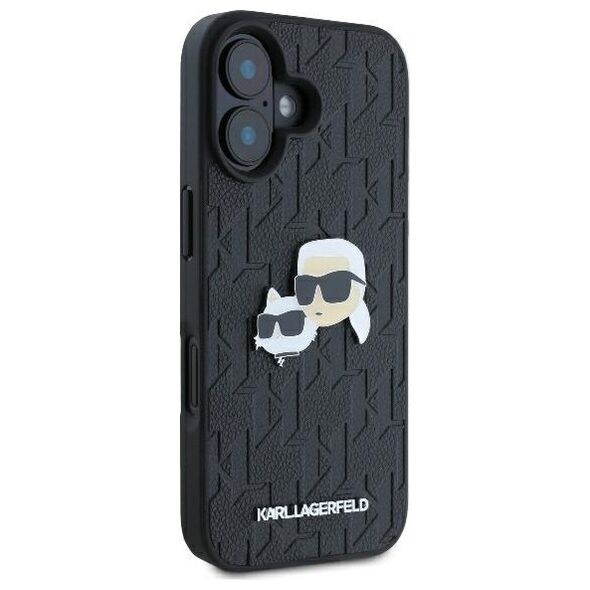 Karl Lagerfeld case for iPhone 16 6,1&quot; KLHCP16SPGKLKCPK black Hard Monogram Karl&Choupette Head Pin 3666339329365
