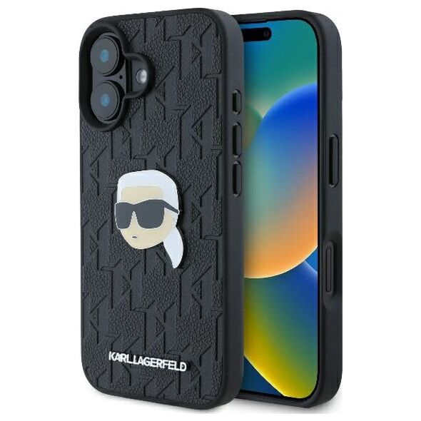 Karl Lagerfeld case for iPhone 16 6,1&quot; KLHCP16SPGKLKIPK black Hard Monogram Karl Head Pin 3666339329549
