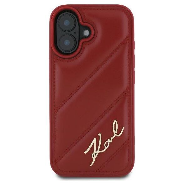 Karl Lagerfeld case for iPhone 16 6,1&quot; KLHCP16SPQDSMGR red Hard Diagonal Quilted Script 3666339317768