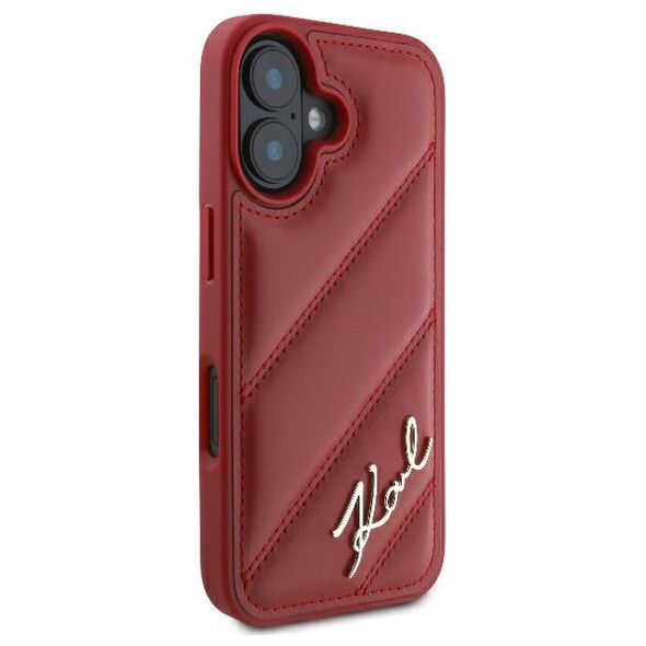 Karl Lagerfeld case for iPhone 16 6,1&quot; KLHCP16SPQDSMGR red Hard Diagonal Quilted Script 3666339317768