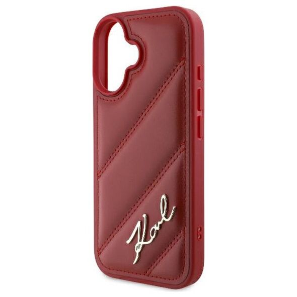 Karl Lagerfeld case for iPhone 16 6,1&quot; KLHCP16SPQDSMGR red Hard Diagonal Quilted Script 3666339317768