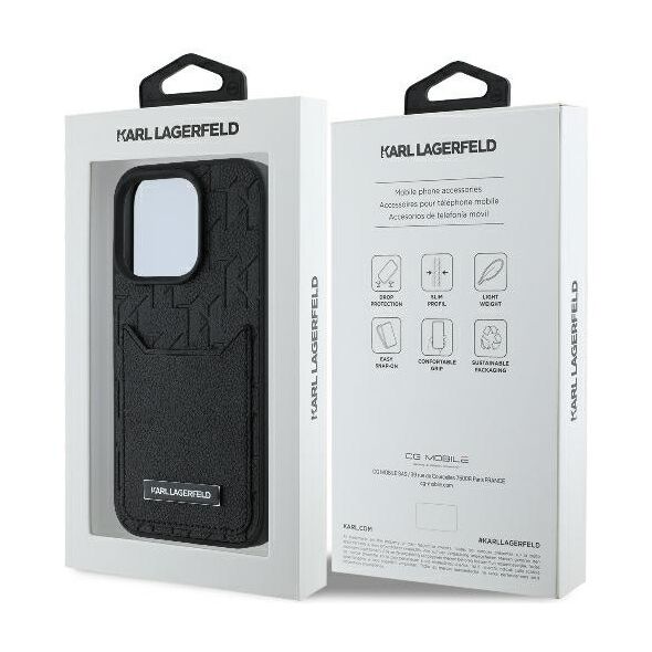 Karl Lagerfeld case for iPhone 16 Pro Max 6,9&quot; KLHCP16XPGKHPRPK black Hard Cardslots Monogram 3666339294151